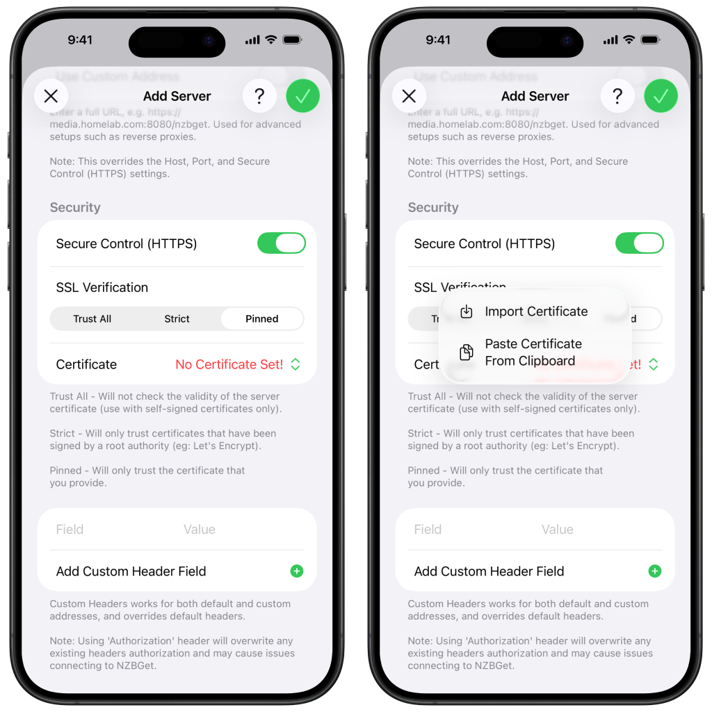 Screenshot of device