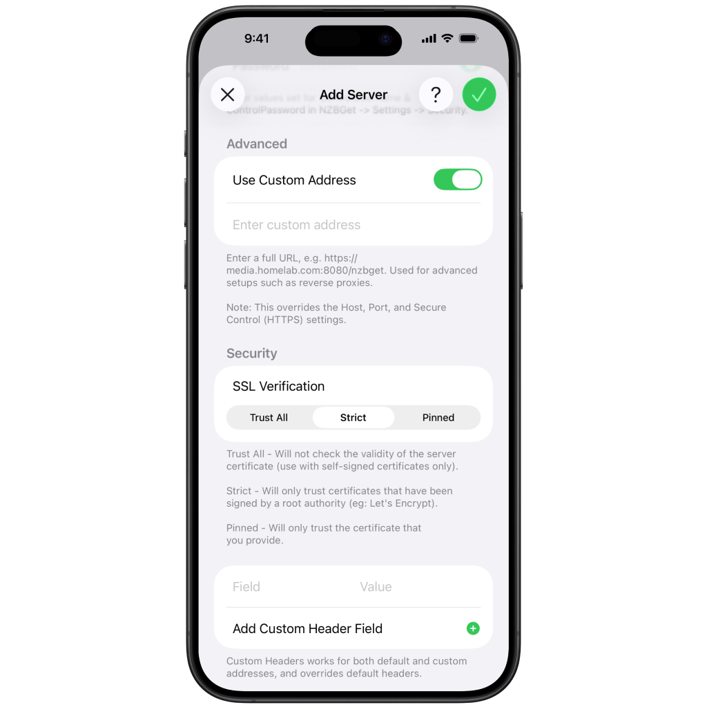 Screenshot of device