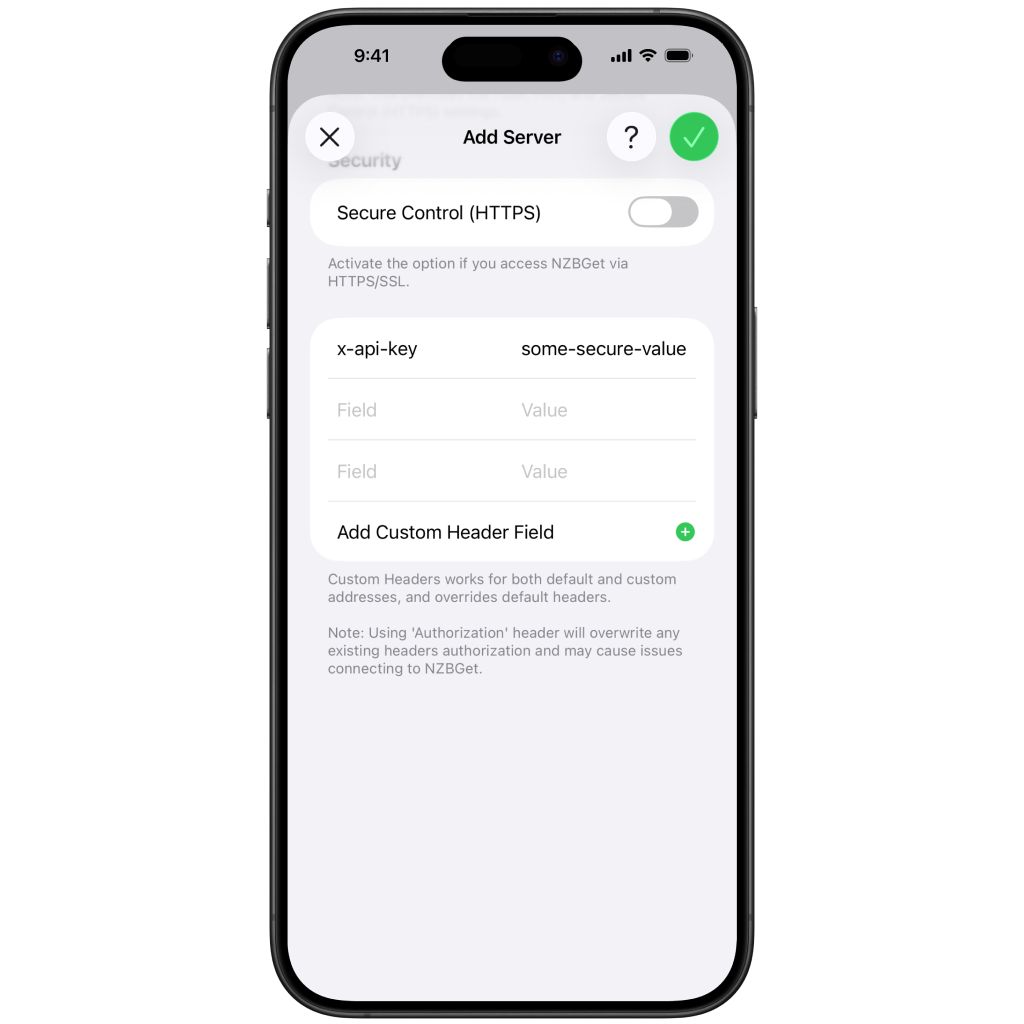 Screenshot of device