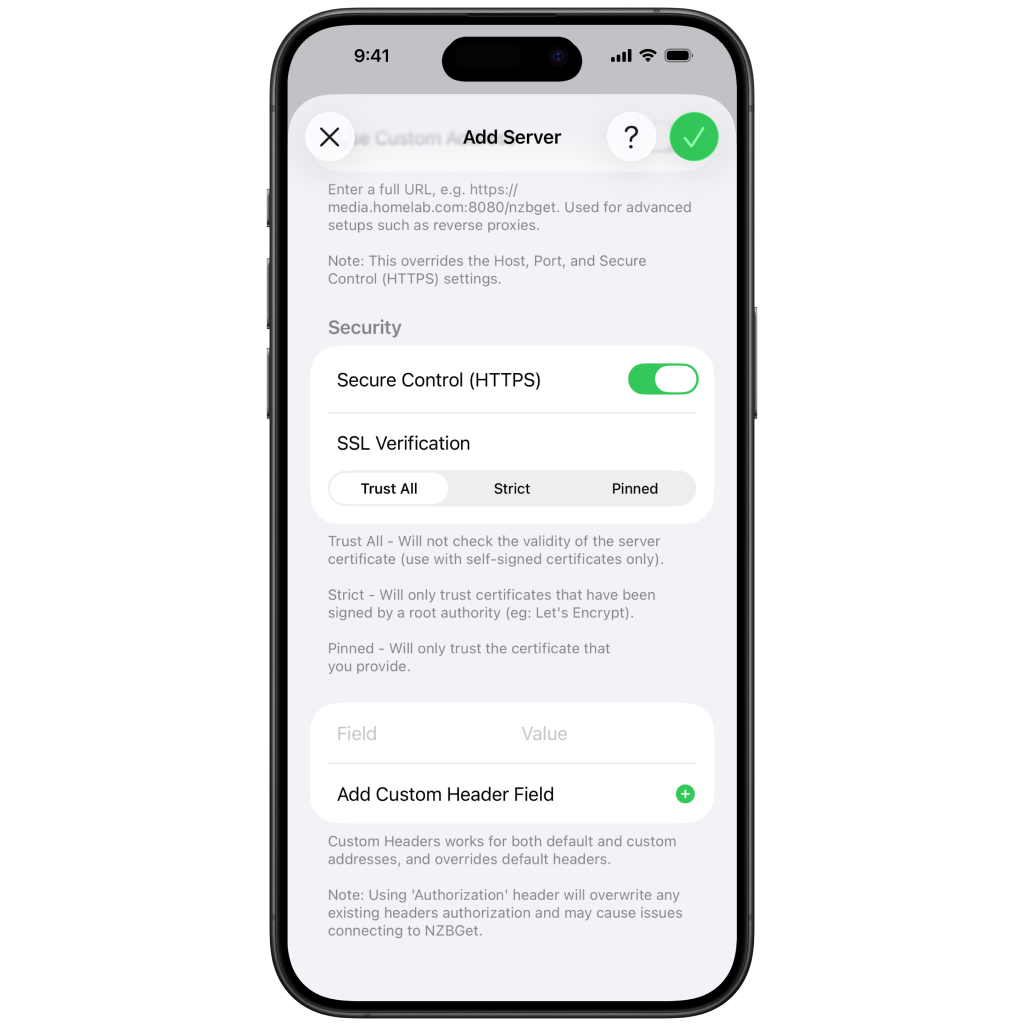 Screenshot of device